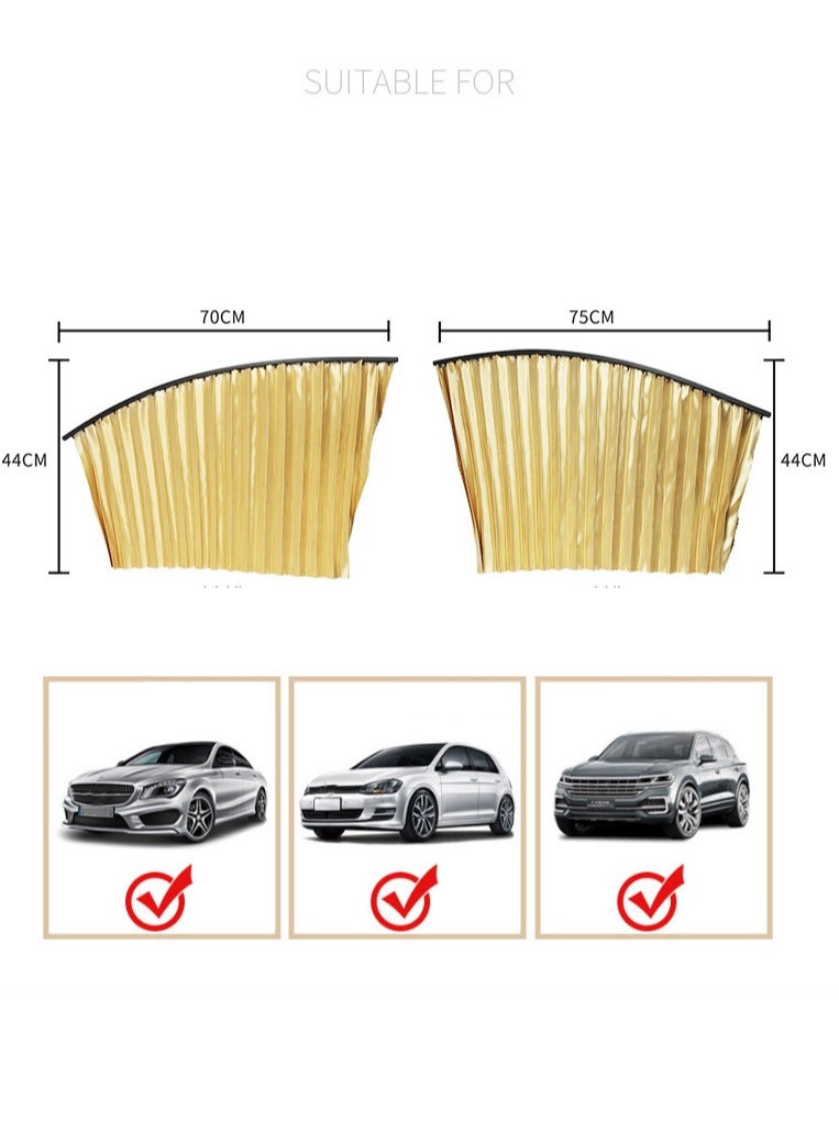 4 Piece Slidable Magnetic Car Side Window Sun Shade Curtain Gold - Image 3